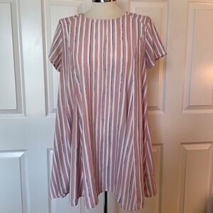 Lush Women's Striped Pink/Blue/White Swing Shift Dress, size XS